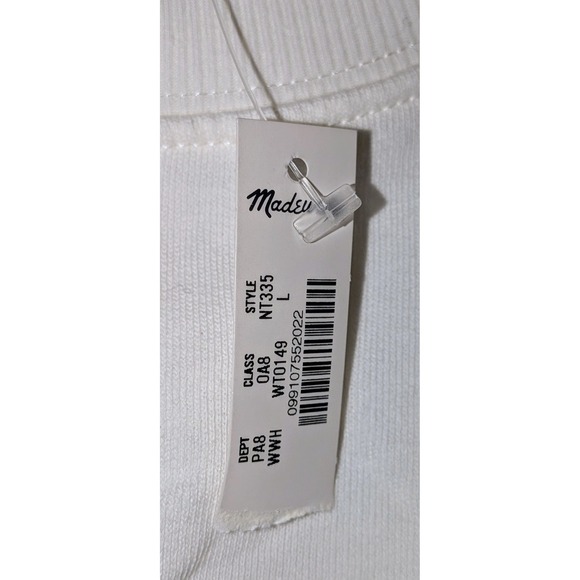 Madewell White Crew Neck Balloon Sleeve Sweatshirt Top Size L NWT $78 - Picture 10 of 11